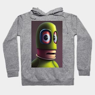 Funny robot in green Hoodie